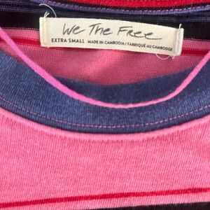 Free People We The Free Striped Long Sleeve Crop Top Pink Multicolor XS Boho